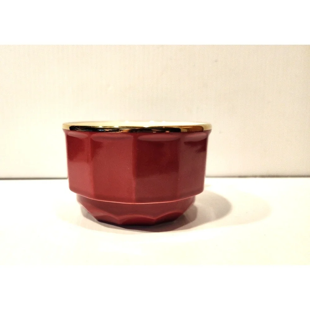Apilco Red panel Bistroware flat cup‎ with gold trim (1)